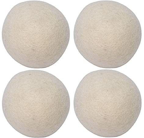 Handy Laundry Wool Dryer Balls - Natural Fabric Softener, Reusable, Reduces Clothing Wrinkles and Saves Drying Time, Better Alternative to Plastic Balls and Liquid Softener (Pack of 4)