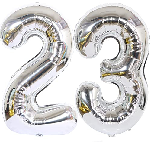 Helium Luftballon 23 Silber Geburtstagsdeko 40 Party Deko Supplies, Folienballon für Frau Mann Frauen