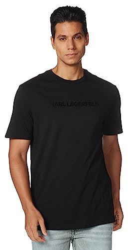KARL LAGERFELD Herren Logo, Short Sleeve Crew Neck Men’s T-Shirt, Schwarz, Mittel