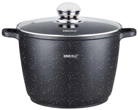 Marmor Töpf Kochtopf 6.2L 24cm mit Glasdeckel Marmorbeschichtung KINGHOFF (Ø24 cm)