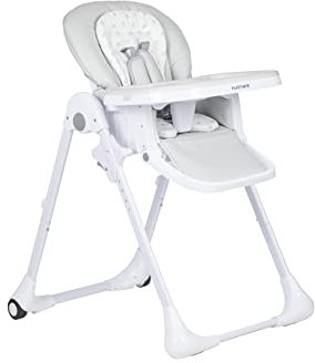 PLASTIMYR Trona Bebe Portatil Twinkle Evolutiva Reclinable – Silla para Bebe Plegable 7 Alturas, Trona Reclinable Bebe con Bandeja, con Ruedas y Asiento Lavable - Gris - 60x85x109cm