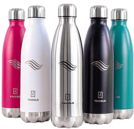 TAVIALO Edelstahl Trinkflasche – Isolierflasche 500ml/750ml/1000ml, BPA-frei, Kohlensäure-geeignet, doppelwandig, hält Getränke 24h kalt & 12h heiß – für Sport, Reisen & Outdoor (Schwarz)