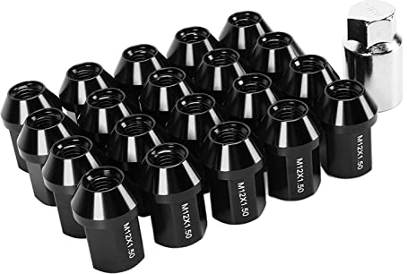 Akozon Tuercas de Rueda, 20 Piezas M12x1.5 Tuercas 35 Mm Extremo Cerrado de Aleación de Aluminio 6061 Repuesto para Camaro 1983-2002(Negro)