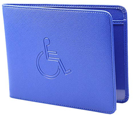 VANHVIS Disabled Badge and Timer Holder, PU Leather Blue Badge Wallet Protector Disabled Parking Permit Cover Hologram-Safe(Blue Holder)