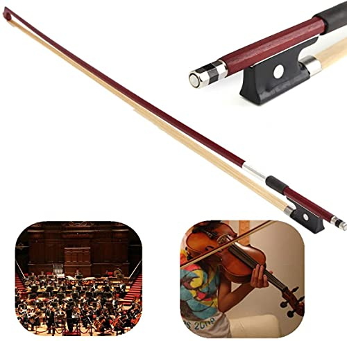 AMZZ Professional 1/2 Half Size Violin Bow – Brazilwood, Ebony Frog, White Horsehair for Beginners and Students
