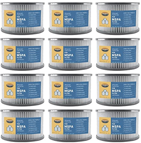 Ersatzfilter für Whirlpool Filter, für MSpa Whirlpool Filter Modell ab 2020, für Mspa Whirlpool Zubehö Pool Filter, Kompatibel mit Mspa Filter (12 Stück)
