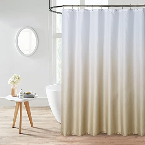 Gold Ombre Badezimmer Duschvorhänge für Badezimmer, Gold und Weiß, Stoffverlauf, Duschvorhang, strukturierter Stoff, wasserdichter Badvorhang, 91.4x182.9 cm, schmale Größe