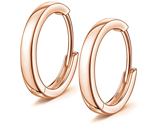 ANNA NUCCI Creolen Ohrringe Damen Herren, Ohrstecker 925 Sterling Silber Vergoldet, Muttertagsgeschenk Für Mama Frauen Creolen Silber 925 Schmuck Kinder Klein Kreolen Geschenk Rosegold