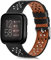 Lederarmband kompatibel mit Fitbit Versa 2 Armbändern,Fitbit Versa,Fitbit Versa SE, ausgehöhltes Spitzen-Design, weiches Leder-Ersatzarmband