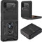 DESSEN Cover per Samsung Galaxy Z Flip 3 5G, Custodia Morbida in Silicone TPU/PC e Obiettivo Case, Antiurto Guscio con Magnetico Anello Rotante Supporto Bumper. Nero