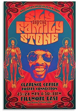 ZHUYING Sly And The Family Stone Poster Rock And Roll Hall of Fame Poster Retro Poster Malerei Leinwand Wandkunst Wohnzimmer Poster Gemälde 40,6 x 61 cm (