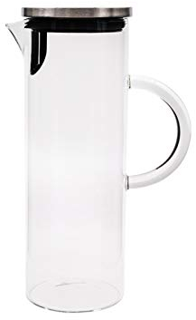 EVSER Iced Tea Jug Plaza de Vidrio de borosilicato con Cubierta de Filtro de Acero Inoxidable Tetera de Vidrio Transparente for té Helado casero y jugo-1800ml Juice Pitcher