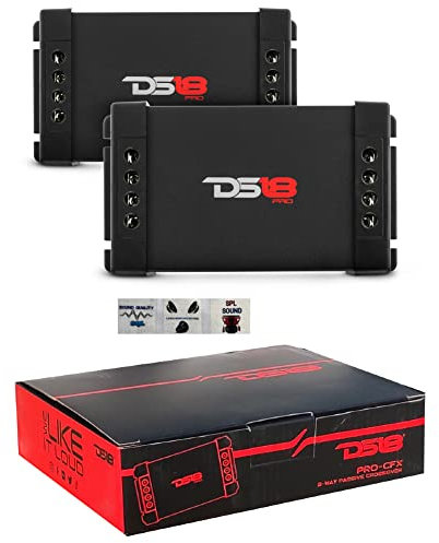 KIT-Set FÜR DS18 PRO-CFX 2 Passive Frequenzweichen 4 Ohm 300 Watt max. für 2-Wege-System Tieftöner Hochtöner mit Hochtöner-Empfindlichkeitsauswahl 0; - 3 dB; - 6 dB; pro Paar + 3 Gratis-Aufkleber