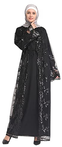 Muslimisches Kleid für Damen, Arabischer Kaftan in Voller Länge Ethnische Kleidung Islamische Marokkanische Ramadan Robe