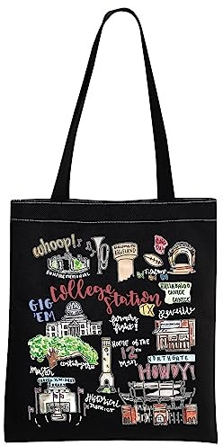 MNIGIU College Station Texas Tragetasche TX A&M Grad Geschenk Abschluss Geschenk für Aggie, Schwarz, Medium