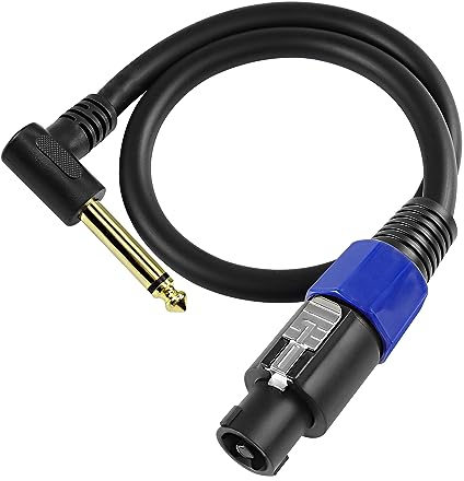 MEIRIYFA Speakon to 1/4 Mono Speaker Cable, Right Angle 6.35mm (1/4) TS Male Plug to Speakon Male Speaker Audio Cord with Twist Lock - 0.5M (6.35mm Male)