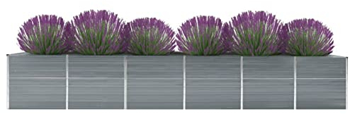 LAPOOH Garten-Hochbeet, Pflanzkübel, Kräuterbeet, Hochbeete-kit, Schneckenzaun, Pflanztrog, Pflanzgefäße, Pflanzfolie Für Hochbeet,Teichbecken, Verzinkter Stahl 480x80x77 cm Grau