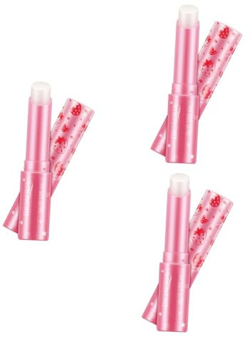 FOMIYES Bálsamo Hidratante De Gelatina Con Esencia De Fresa Natural 3 Unidades Cuidado Suave Para Labios.