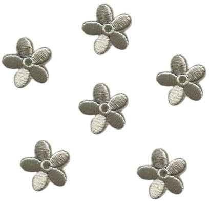 Wambere 10 Stück Blumen Applikationen,Patches zum Aufbügeln,Aufnäher Flicken zum Aufbügeln,Gestickter Blumenaufnäher,Bügelbild Aufbügelflicken,für DIY Kunsthandwerk Kleidungsdekoration,Grau