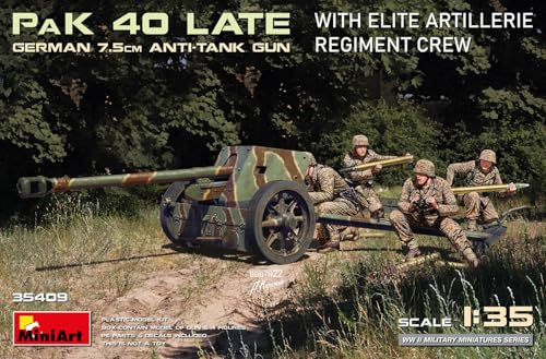 MiniArt 35409 1:35 Deutsche 7,5cm PaK 40 mit Crew (4) Sp.Pr. - originalgetreue Nachbildung, Modellbau, Plastik Bausatz, Basteln, Hobby, Kleben, Modellbausatz, Zusammenbauen, unlackiert