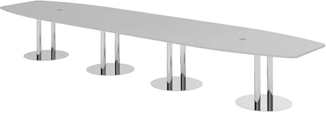 bümö Konferenztisch oval 520x130 cm großer Besprechungstisch in grau, Besprechungstisch mit Chromsäulen, Meetingtisch für 18 Personen, XXL-Tisch für Besprechungsraum & Meeting