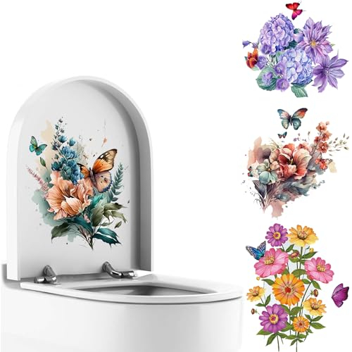 KHIRY Autocollant pour Couvercle de WC, 4 Pièces Sticker Mural pour Toilettes, Autocollants De Toilette