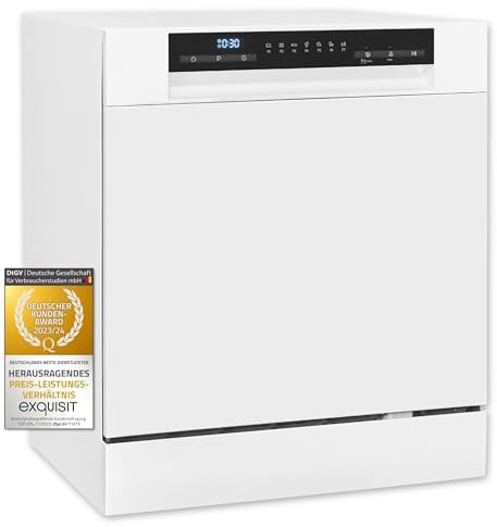Exquisit Mini-Geschirrspüler, Tischspülmaschine, 55 cm breit, spülmaschine klein, ECO-Modus, GSP5508-030D weiss