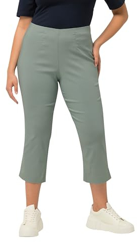 Ulla Popken Damen große Größen Übergrößen Plus Size Bengalinhose, wadenlang, Elastikbund, Stretch helles moosgrün 66 640914182-66