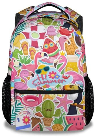 Sharecolor Flamingo-Rucksäcke für Mädchen und Jungen, große Kapazität, niedlicher Rucksack für Schule, leichte Büchertasche für Kinder, 3-1 Flamingo, Tagesrucksäcke