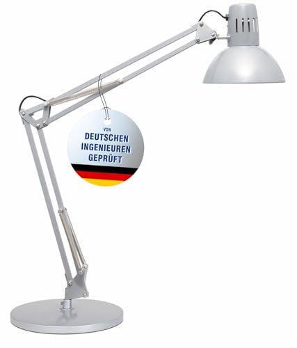 Maul LED Schreibtischlampe MAULstudy | Verstellbare Stehlampe mit Gelenkarm für Büro, Arbeitszimmer und Schreibtisch | Elegante Bürolampe aus Metall | Inklusive LED-Leuchtmittel | Silber