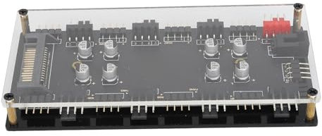 RGB Hub, 12V 4PIN Argb PWM Hub Professional Argb Fan Hub 2 in 1 RGB Dimming PWM Temperature Control Speed Regulation 8 Ports for Computer Case Fan