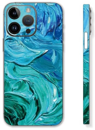 Skin Wrap for iPhone 15 14 13 Pro Max, Phone Vinyl Decal Sticker Cover, Full Protective Film for iPhone Back, Camera, Frame - Not Case (Blue, 15 Pro Max)