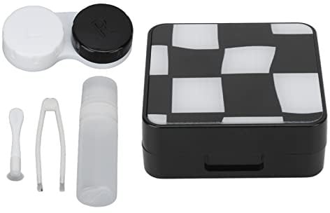 Verdant Touch Contact Lens Remover Mini Contact Lens Storage Box, Simple Black and White, Portable for Outdoor Travel Office, Color Lens Holder Case