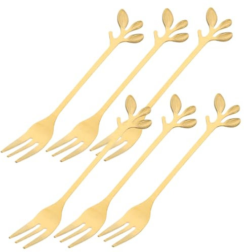 TOPBATHY Modern 6 Pack Leaf Forks Stylish Dessert Forks Made of Stainless Steel for Dessert Ice Cream