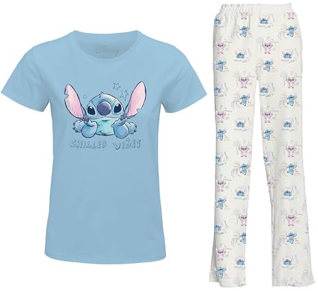 Elbenwald pyjama sleepwear set 2-piece Chilled Vibes design for women - cotton, white blue - M