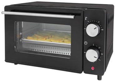 Wintem Forno Elettrico Nero Potenza 650W Capacità 10L - Ideale per Cottura al Forno e Grill - Temperatura Regolabile e Timer di 60 Minuti con Spegnimento Automatico e Luce Interna - Salvaspazio