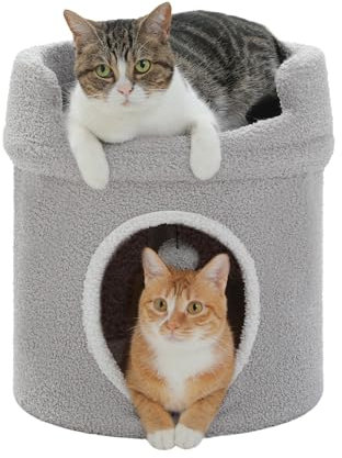 PAWZ Road Große Katzenhöhle, Katzenhaus für Indoor-Katzen, Betten & Möbel für Katzen, 40 * 40 * 40cm Geeignet für 10 kg Schwere Katzen Grau
