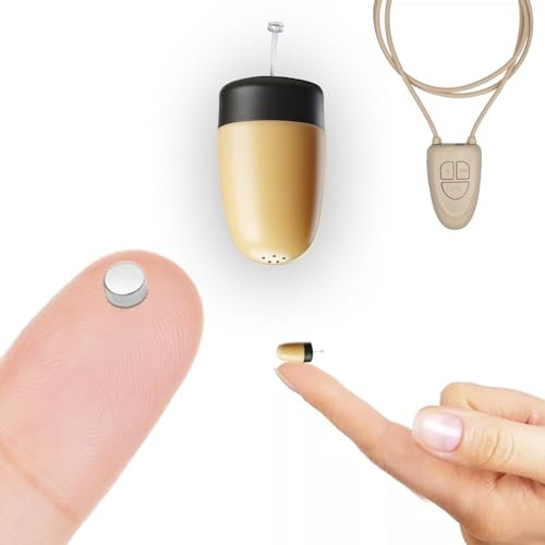 Pingring Oreillette cachée Examens Micronano Casque espion sans fil avec collier V4 Bluetooth Microphone intégré (Supermini + Micronano + V4, Chair)