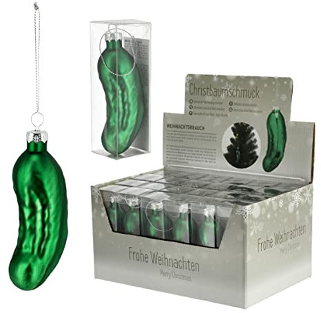 schenken-24 Christbaumschmuck Gurke, Glas, ca. 11cm, Anzahl:5 Stück (1er Pack)