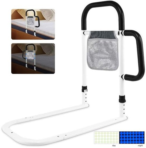 LMLJINTL Barrera Cama Adultos Ajustables en Altura - Barandilla Cama Adultos Seguridad - Protección Anticaídas - Ayuda para Levantarse - con Bolsa de Almacenamiento y Adhesivo Fluorescente