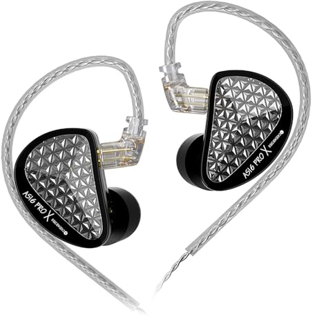 KZ AS16 PRO X - Auricolari in-ear per monitor HiFi, 16BA, driver ad armatura bilanciata, auricolari IEM per musicisti, cantanti, audiofili, DJ e batteristi