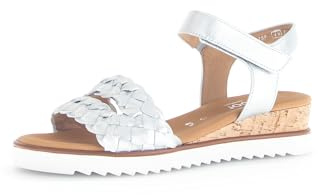 Gabor Damen Keilsandalen, Frauen Sandalen,Keilsandaletten,Wedge-Heel,hoch,Sommerschuhe,Freizeitschuhe,Silber(Kork/offwh),38.5 EU / 5.5 UK