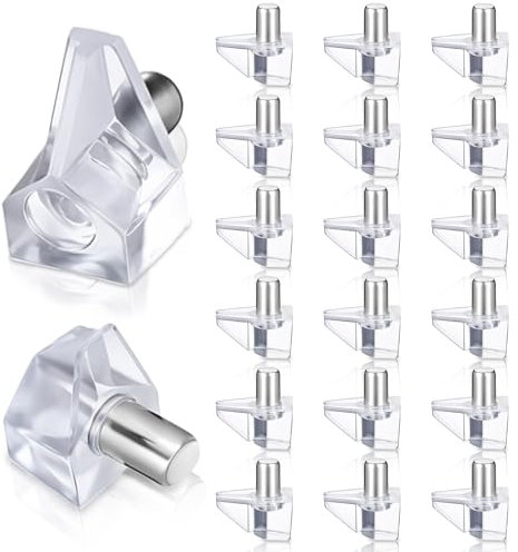 Klare Regalträgerstifte, 20 Stück 5mm Regalträger für Schränke, Klare Kunststoff-Regalstifte, Küchenregalclips, Kleine Regalhalter Ersatzstifte für Schränke, Bücherregale, Schränke