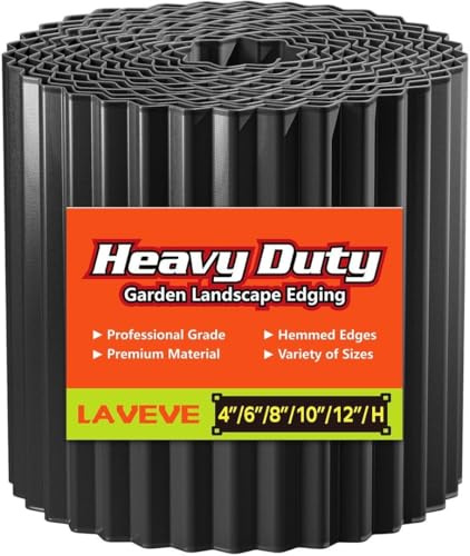 LAVEVE Corrugated Metal Garden Edging 6 x 40Ft, Landscape Edging Border for Lawn, Flower Bed, Garden Fence, Paver Edging (Black)
