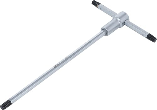 BGS 6099 | Schraubendreher mit T-Gleitgriff | T-Profil (für Torx) | T50 | Chrom-Vanadium-Stahl | Abtriebsprofil an 3 Enden | Kurz- und Langklinge | Schiebeklinge mit Sicherungsstift