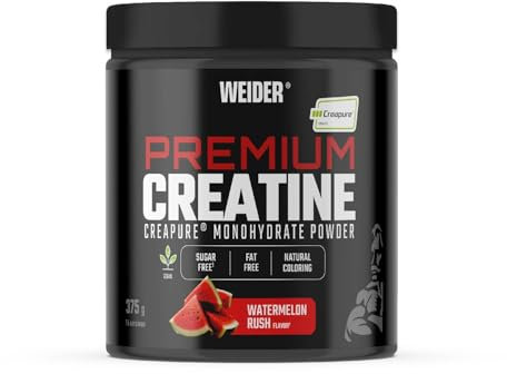 Weider Premium Creatine (375g) Sabor Sandía, Creatina Monohidrato 100% Creapure, Sin Azúcar, Vegano, Aumento del Rendimiento Físico (75 Porciones)