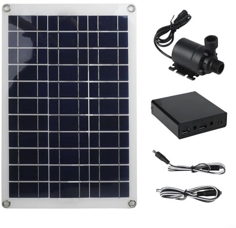 Pompa per fontana ad energia solare, 50 W DC 12 V con kit pannello solare, pompa sommergibile per giardino, piscina, laghetto, portata 800 l/h
