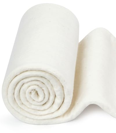 FIVEIZERO 100% Natural Cotton Quilt Batting–47Inchx1Yard Large Lightweight Batting Fabric,Quilting Batting by The Yard for Sewing,Crafts,DIY,Potholders,Backing,Wadding,Twin & King Size Quilt Projects