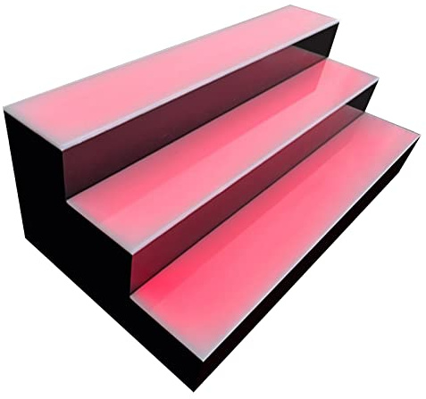 3-Tier LED RGB Bottle Display Shelf, Acrylic Lighted Bottle Stand with Remote, 15 Colours