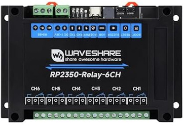 TUOPUONE Módulo de relé industrial RP2350 de 6 canales, interfaces RS485 / Pico HAT integradas, con múltiples circuitos de protección de aislamiento, grado industrial, caja de montaje en riel